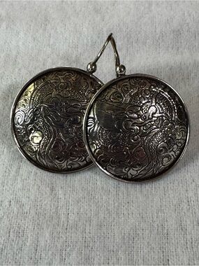Silpada Sterling Silver Dragon Filigree Round Drop Earrings